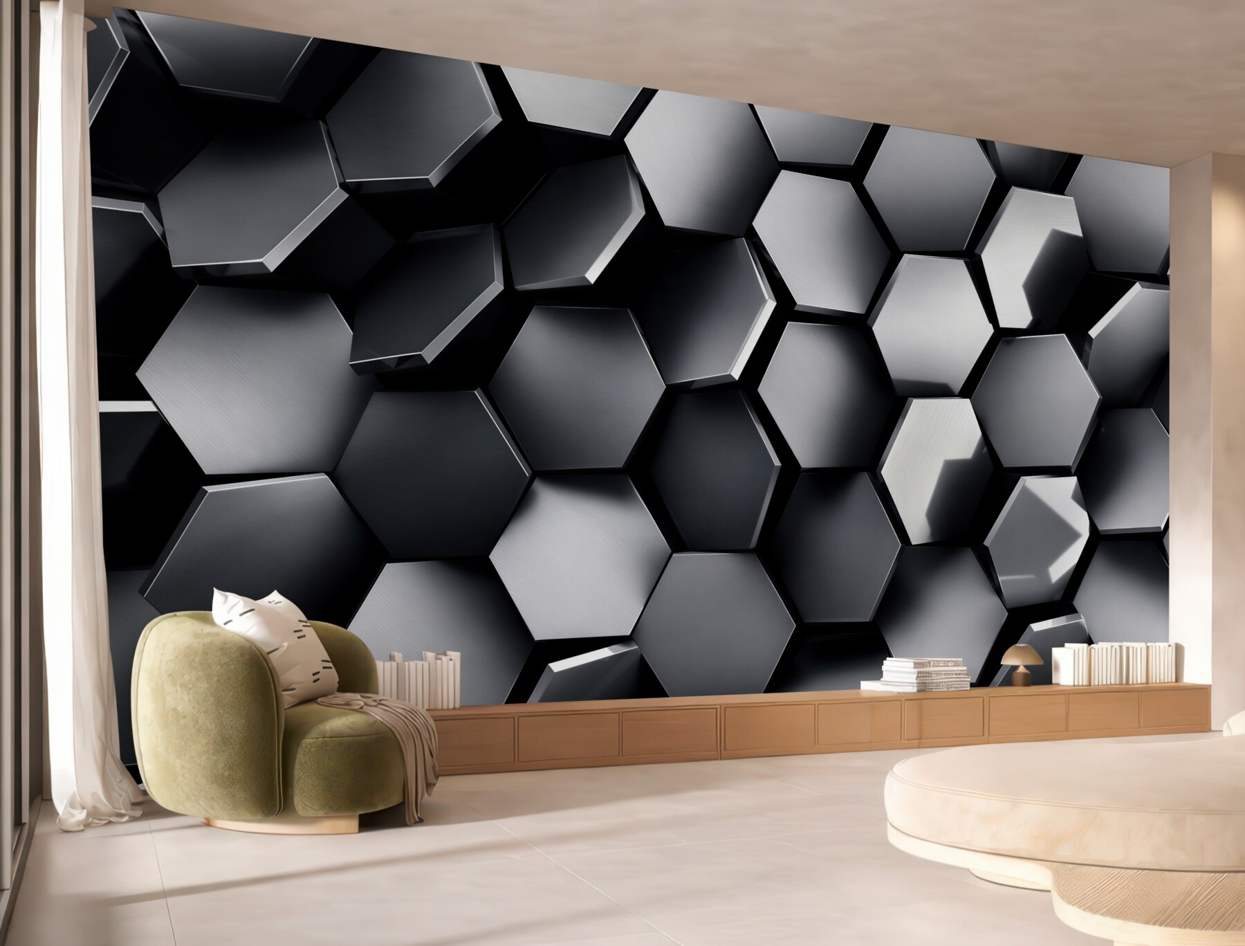 Fototapeten 3D-Pentagone mit Reflexionen