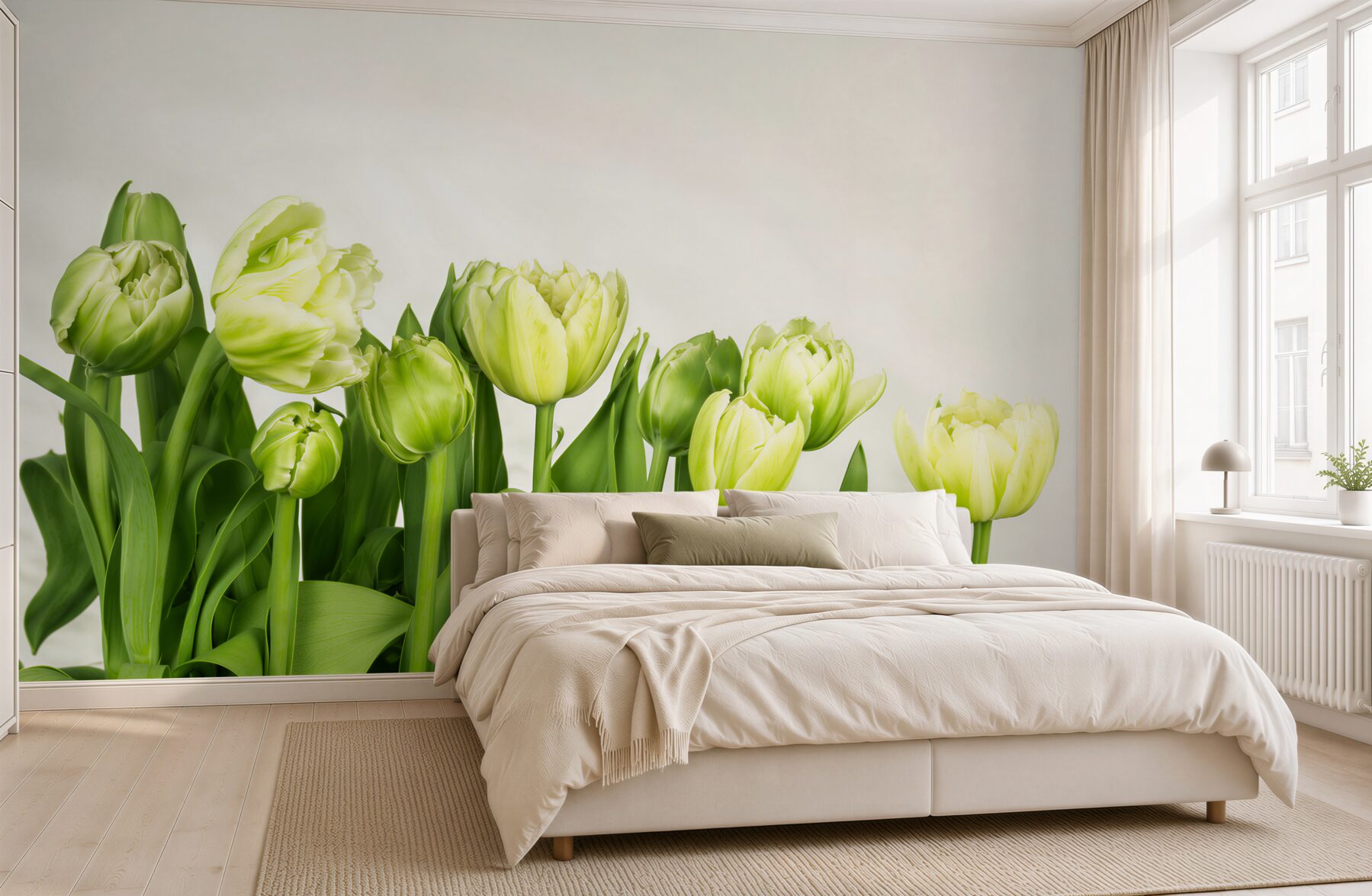 Fototapeten Bouquet aus offenen und halbgeschlossenen Tulpen