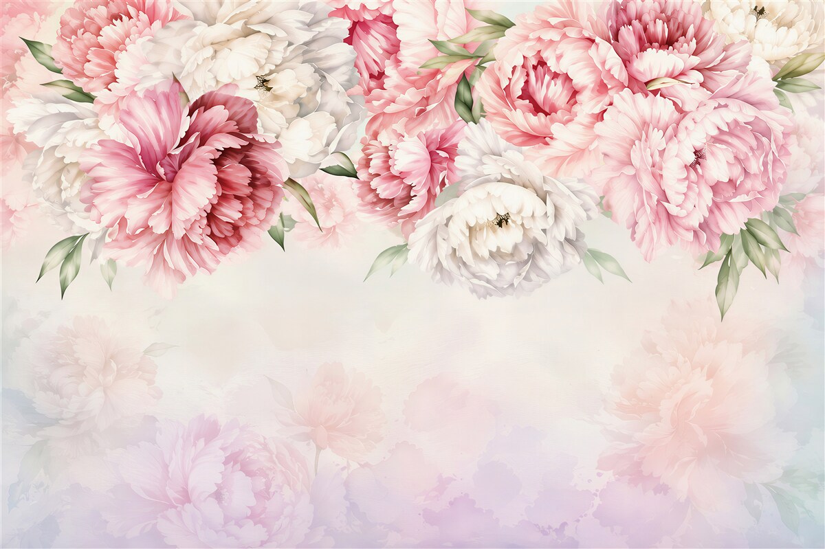 Fototapeten zarte rosa Blumen auf hellem Hintergrund