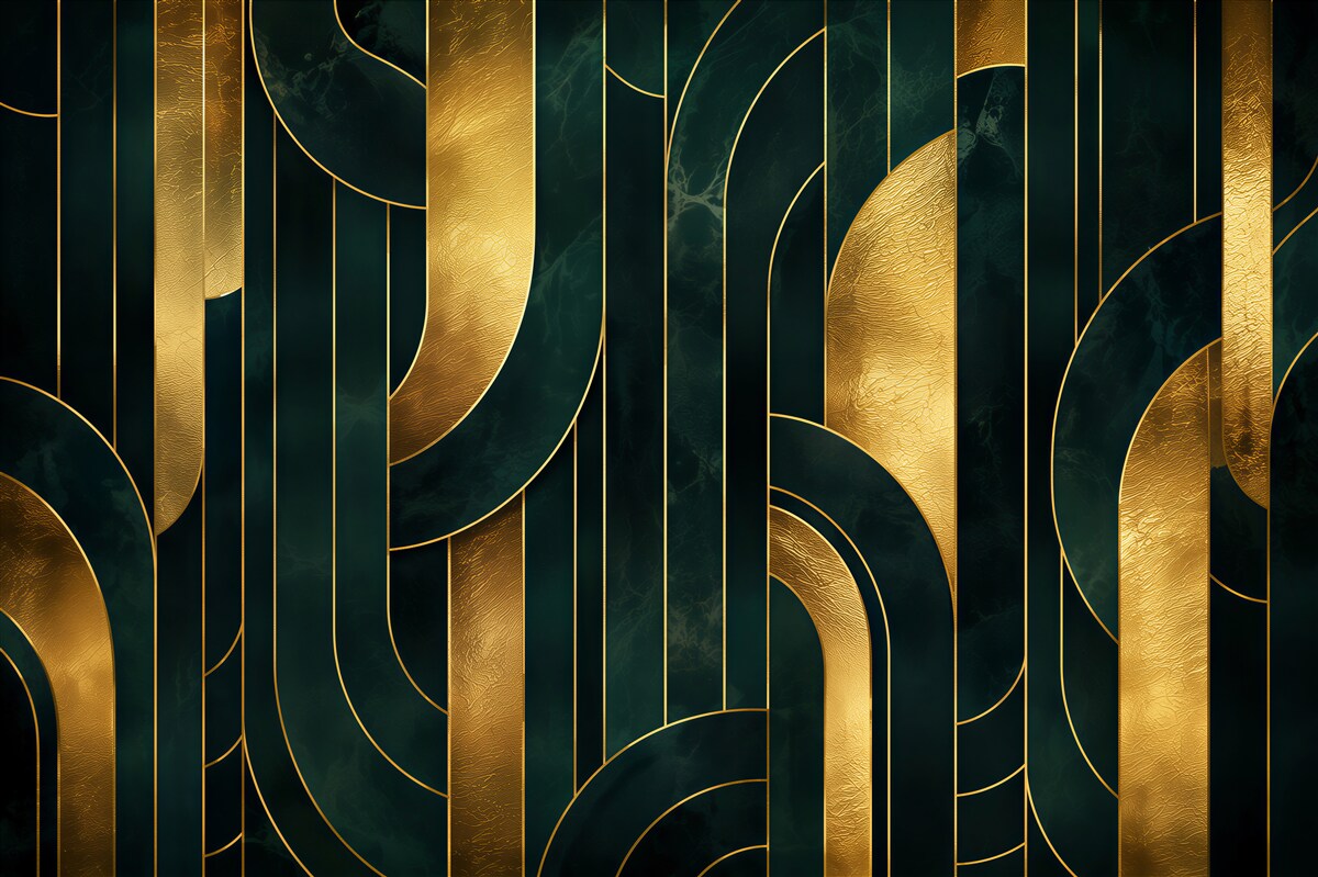 Fototapeten glatte Linien aus Smaragd und Gold