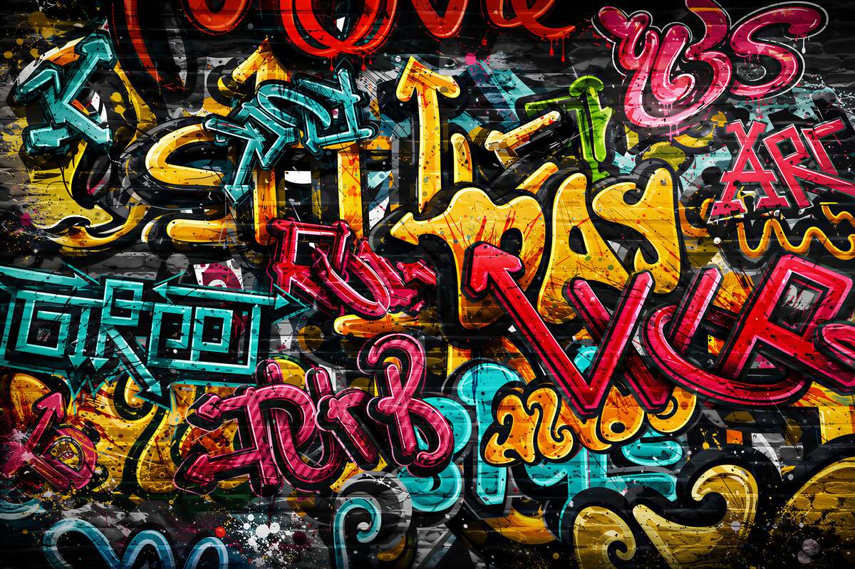 Fototapeten farbenfrohe Straßen-Graffiti