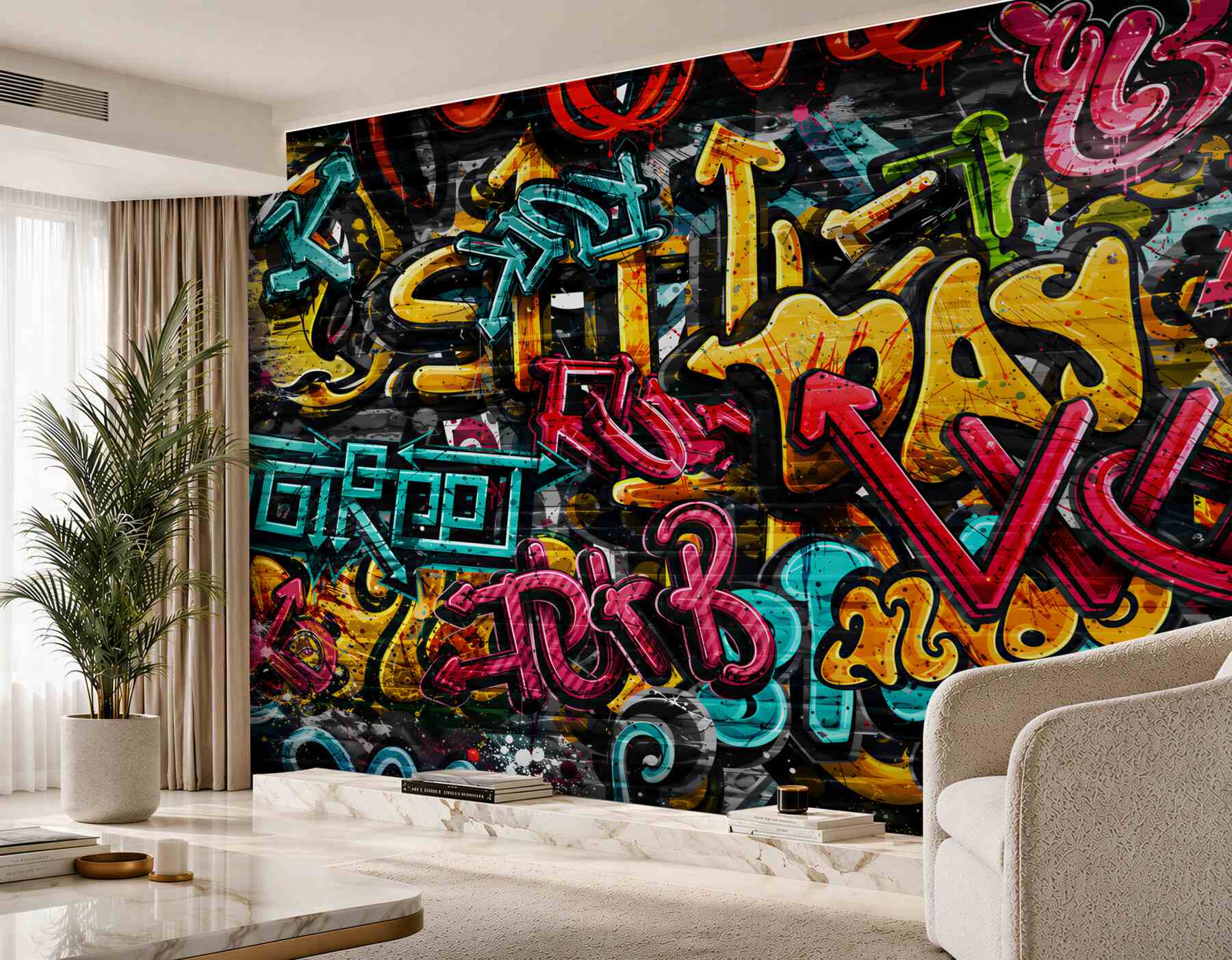 Fototapeten farbenfrohe Straßen-Graffiti