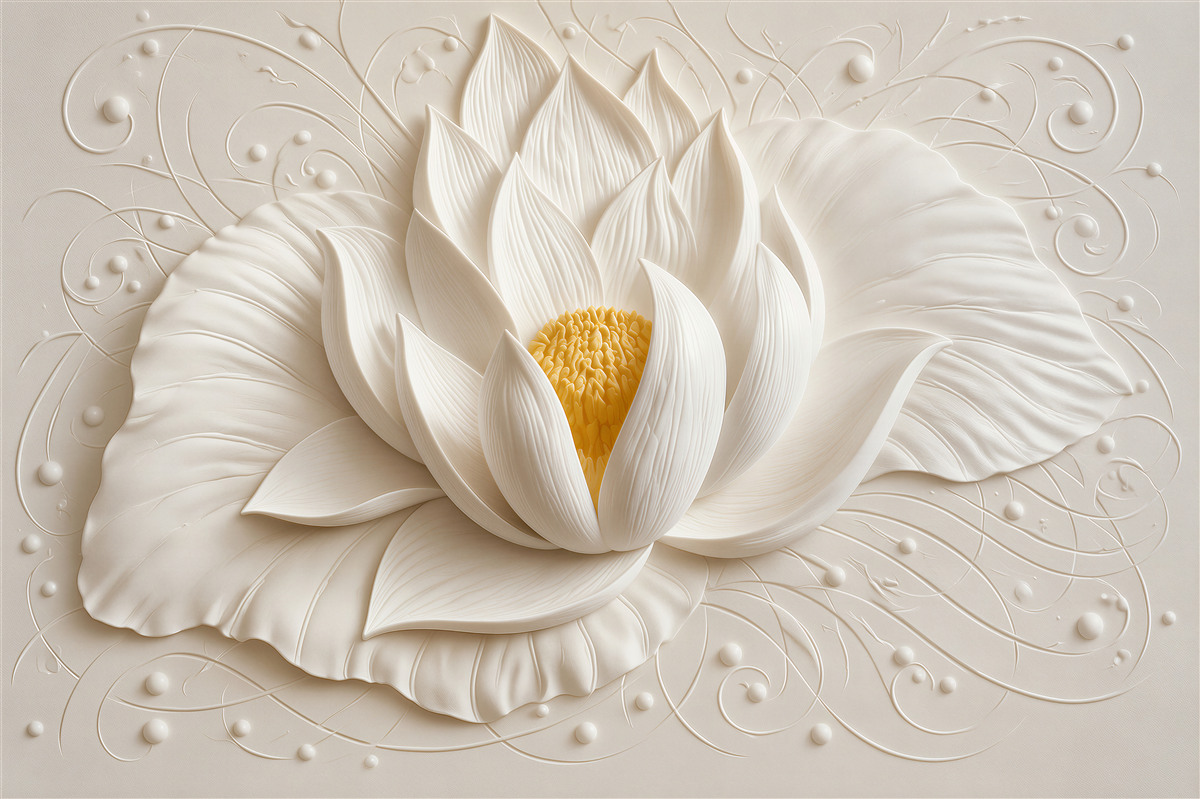 Fototapeten weißer Lotus im Hochrelief