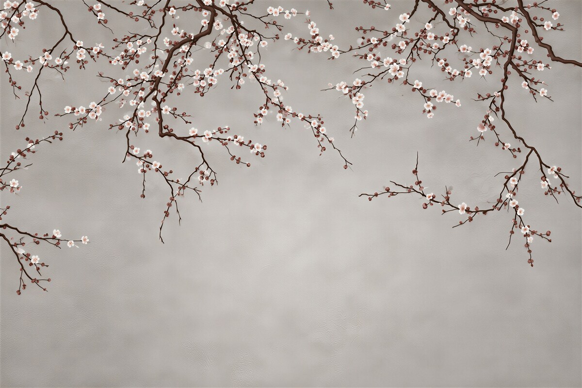 Fototapeten Äste mit kleinen Blumen