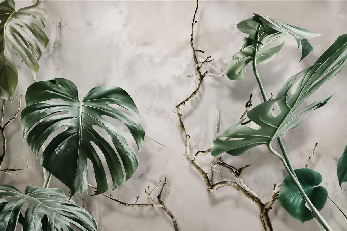 Fototapeten große grüne Blätter von Monstera