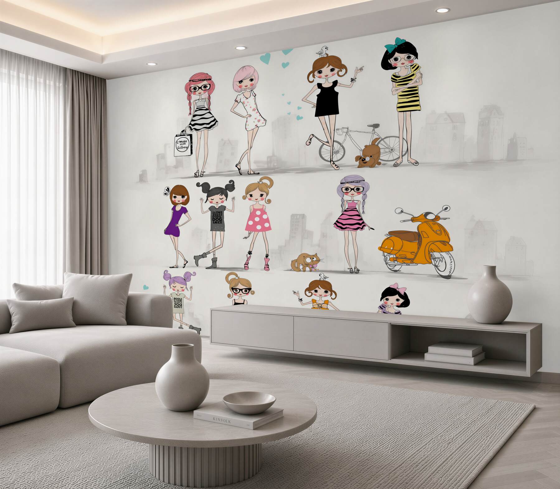 Fototapeten Mädchen aus Cartoons