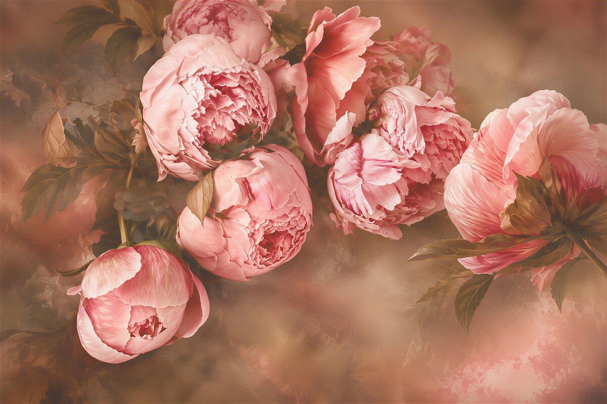 Fototapeten Weiche rosa Pfingstrosen