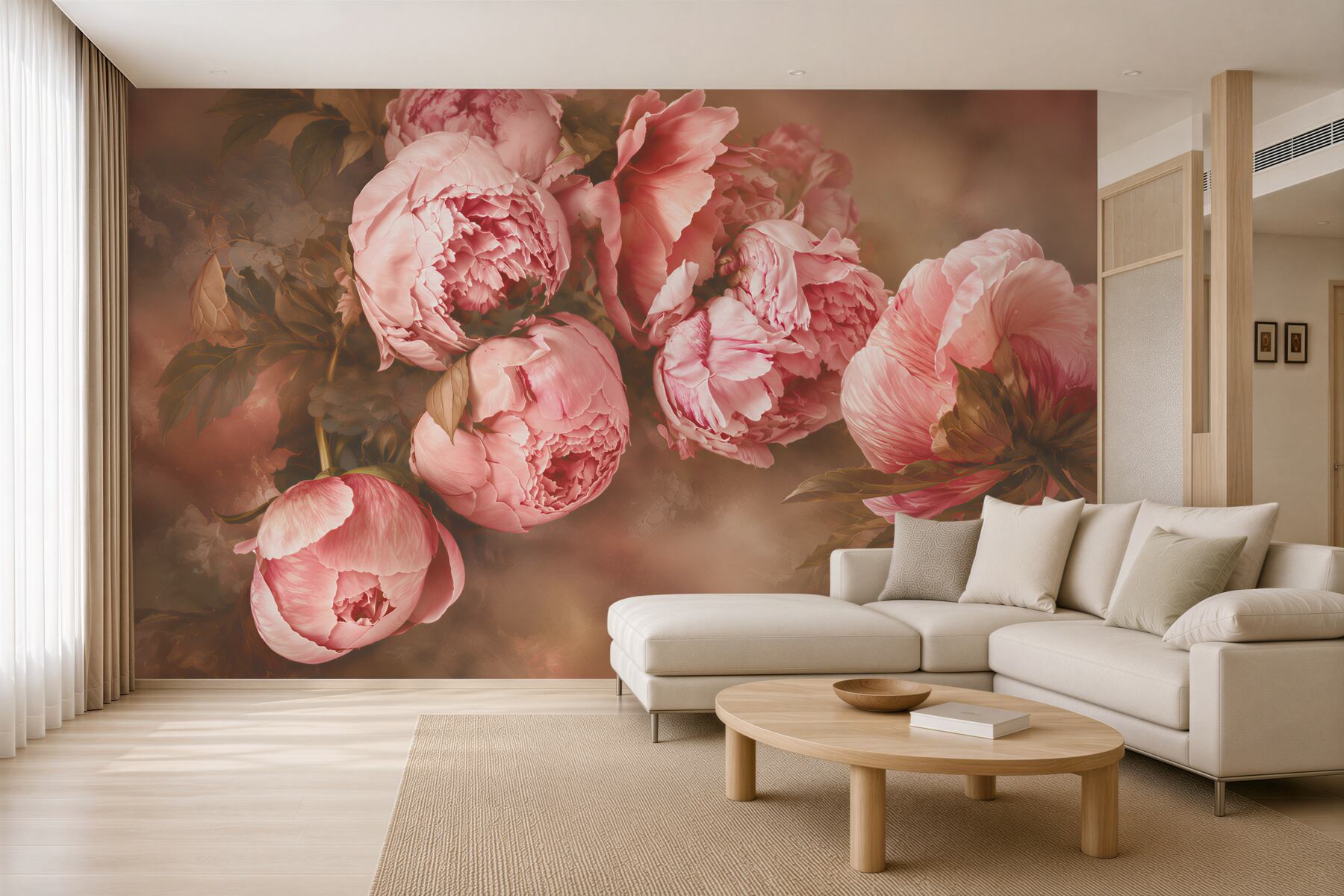 Fototapeten Weiche rosa Pfingstrosen