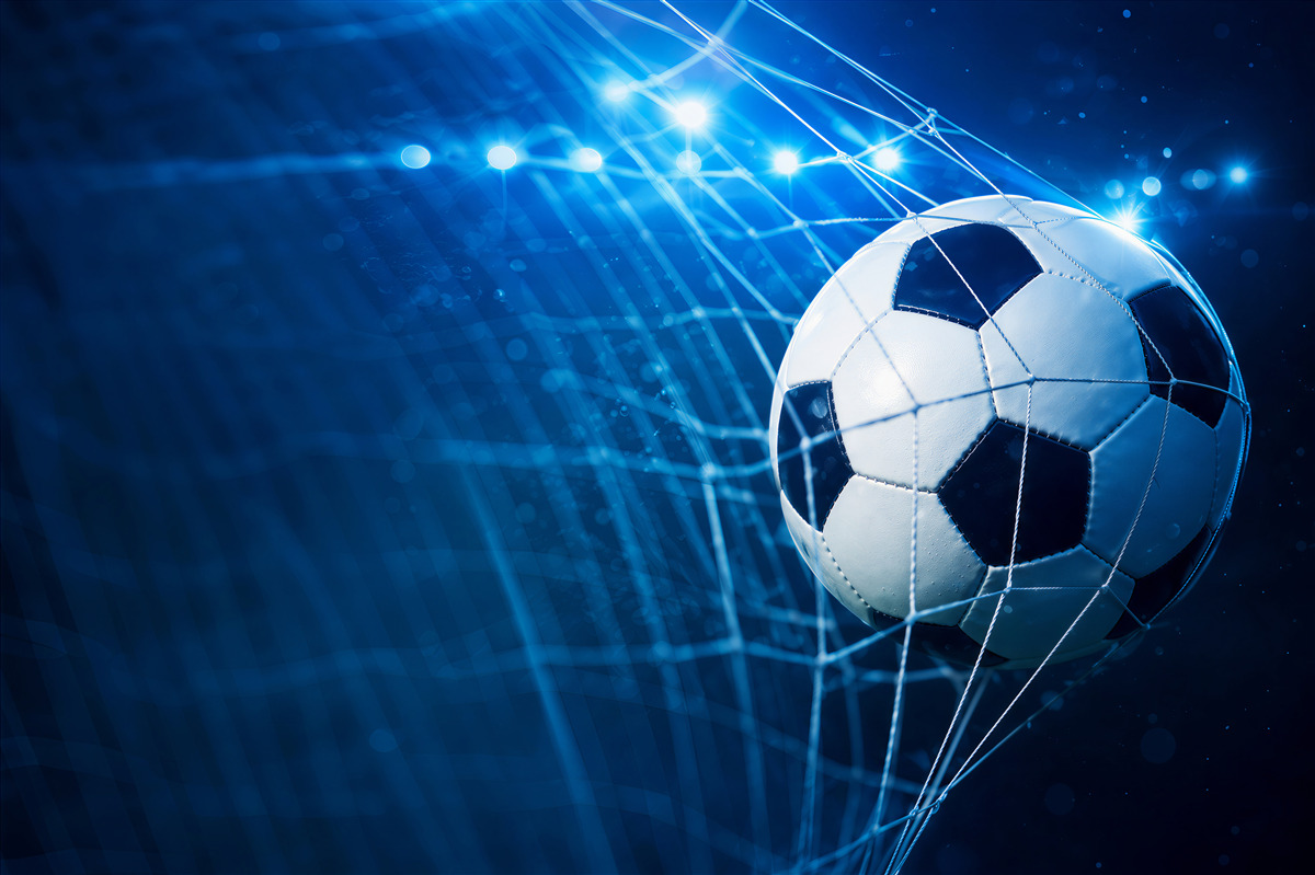Fototapeten konzentriere dich auf den Fußball im Tor