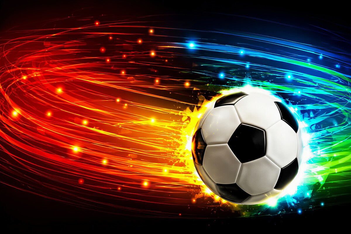 Fototapeten Fußball zwischen lebhaften Farben
