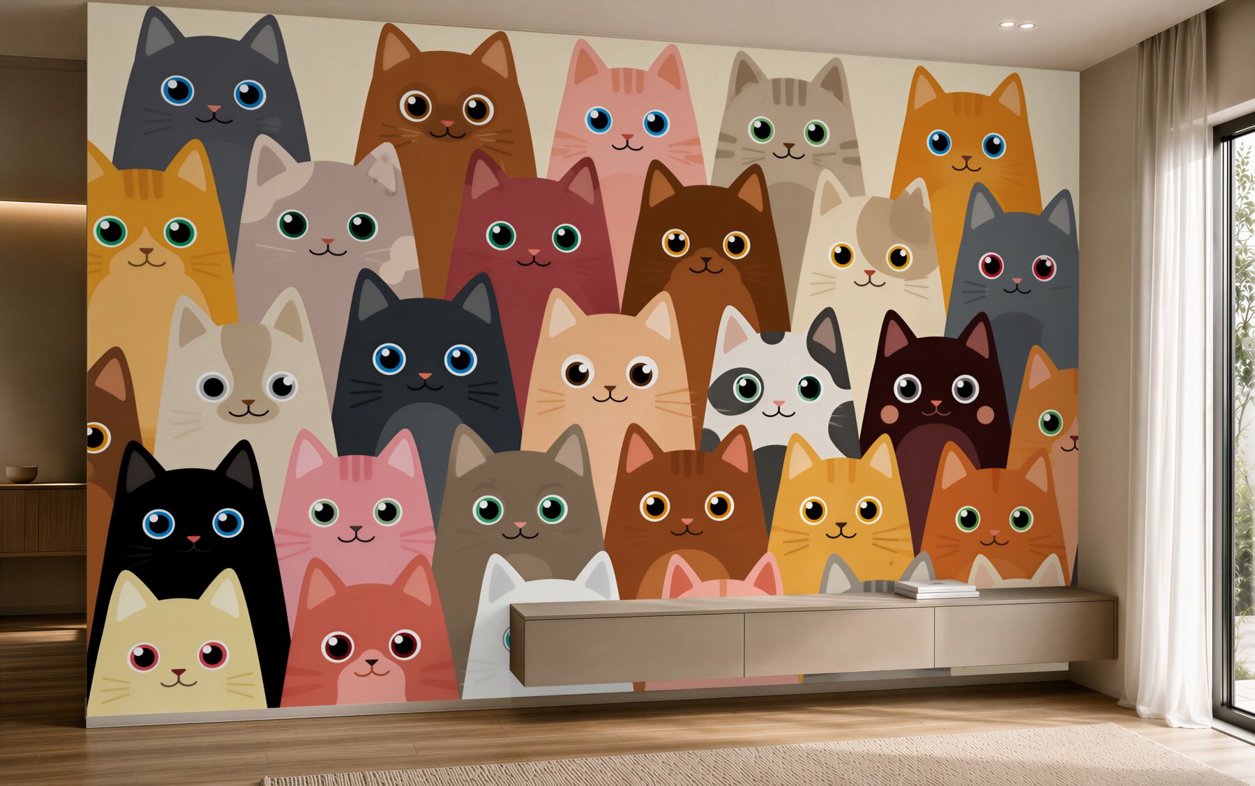 Fototapeten viele Katzen mit großen Augen