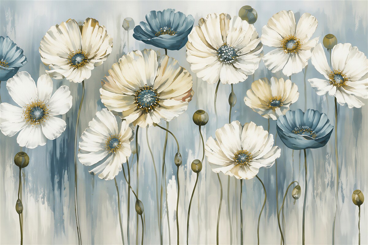 Fototapeten schlanke bunte Mohnblumen