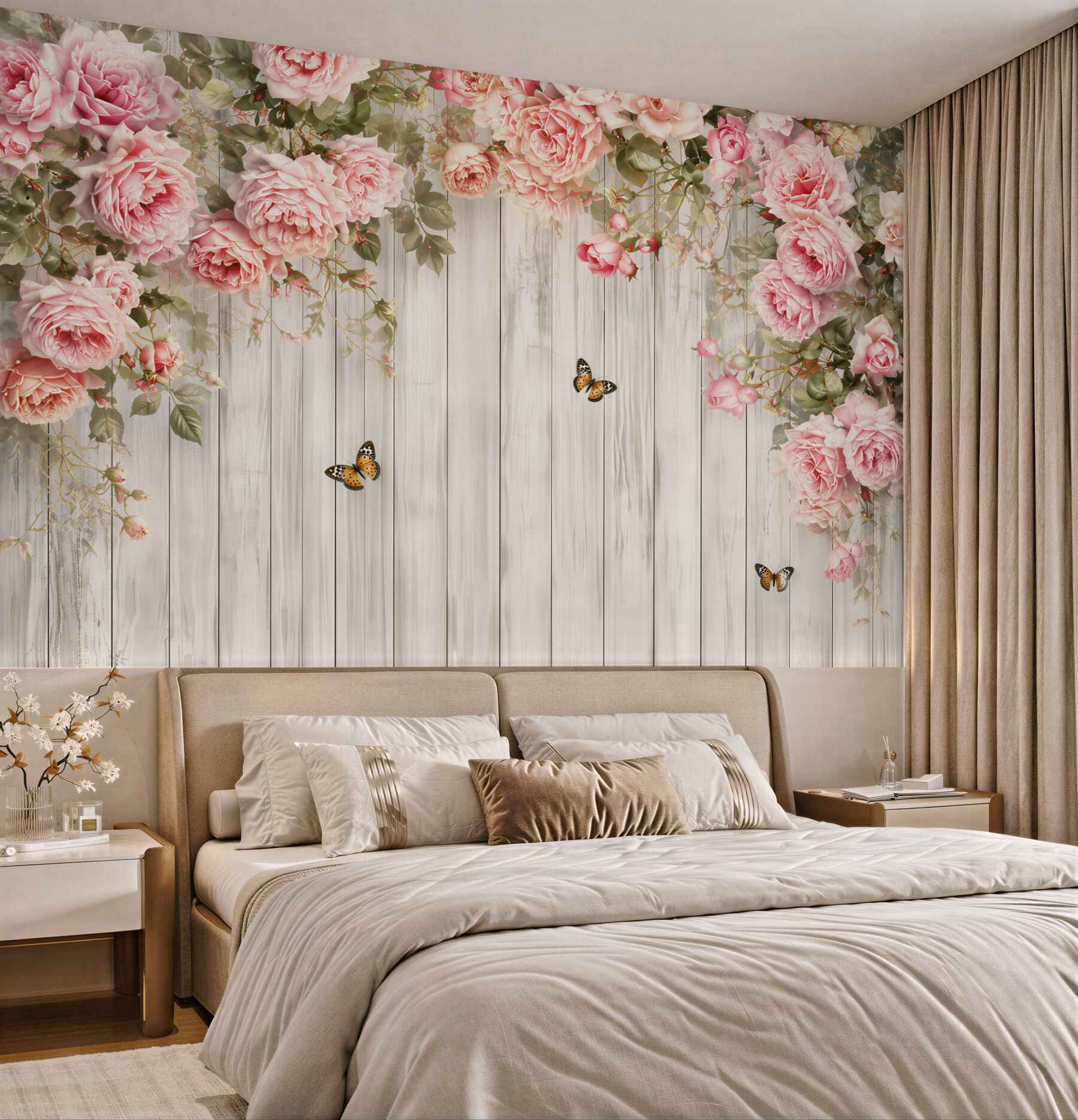 Fototapeten hängende luxuriöse rosa Rosen