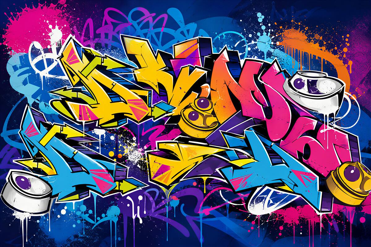 Fototapeten helle Schriftzüge, die sich vom Graffiti-Text unterscheiden