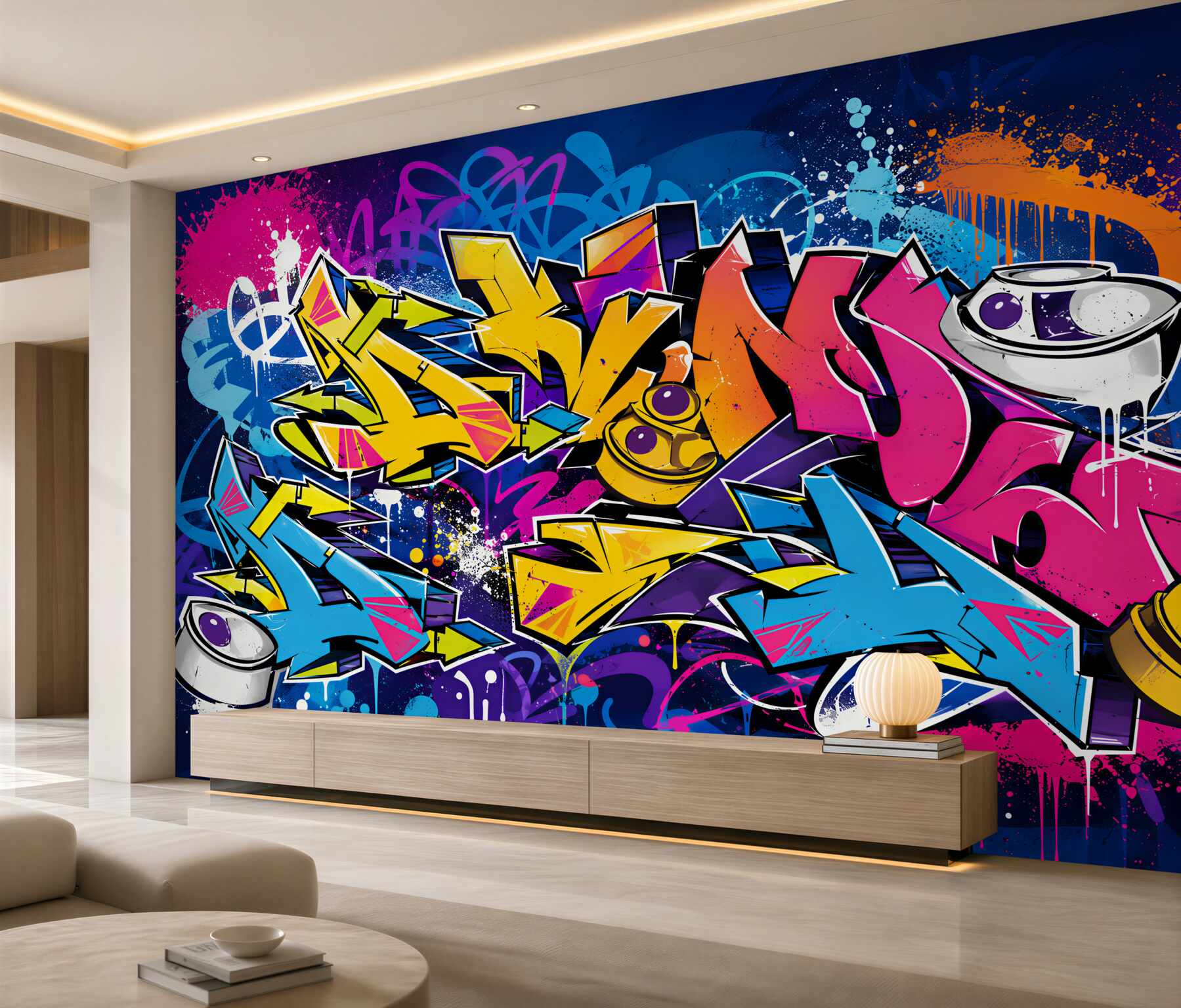 Fototapeten helle Schriftzüge, die sich vom Graffiti-Text unterscheiden