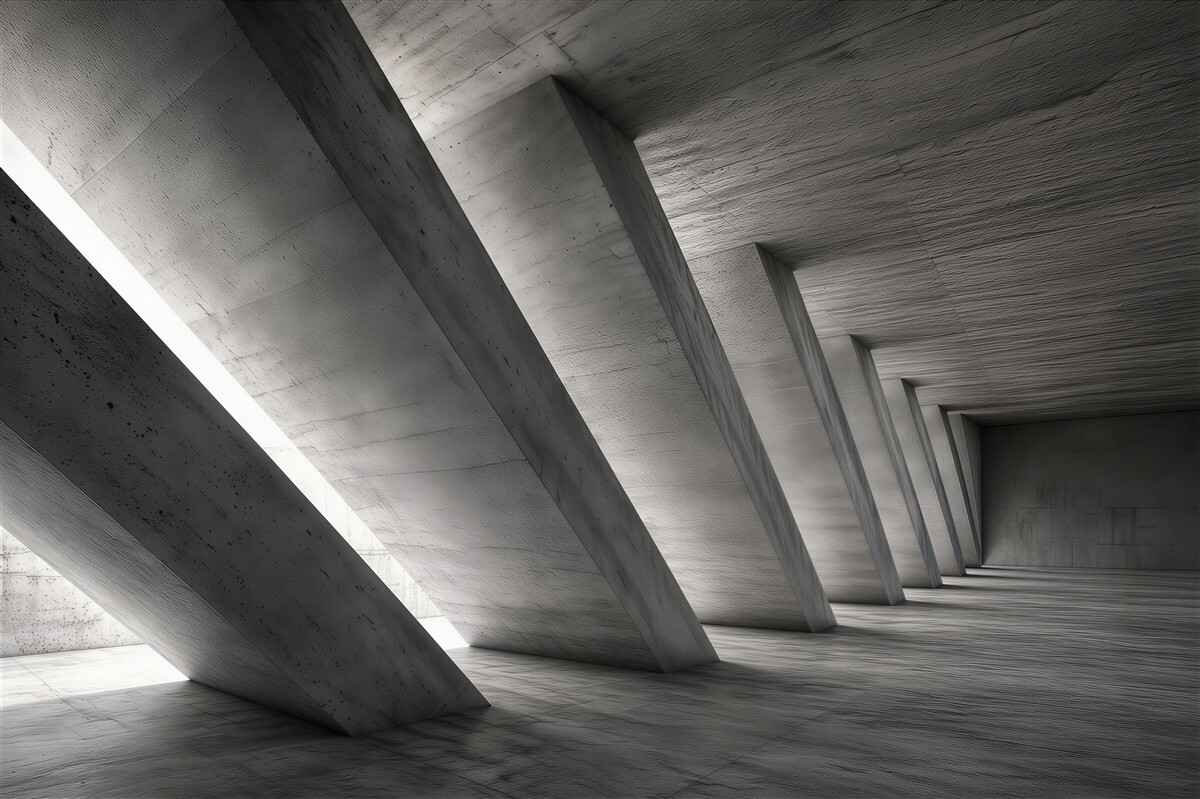 Fototapeten architektonischer grauer Tunnel