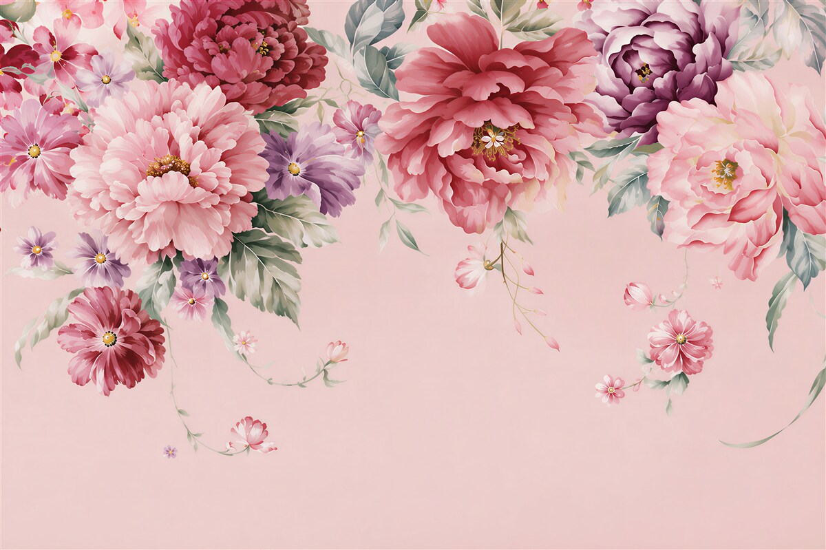 Fototapeten verschiedene rosa Blumen