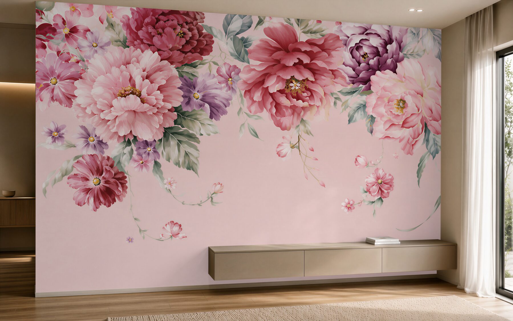 Fototapeten verschiedene rosa Blumen