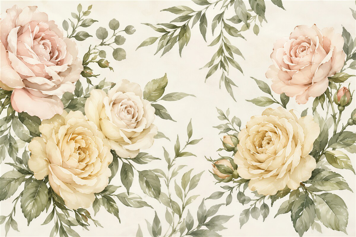 Fototapeten Gemalte offene Rosen