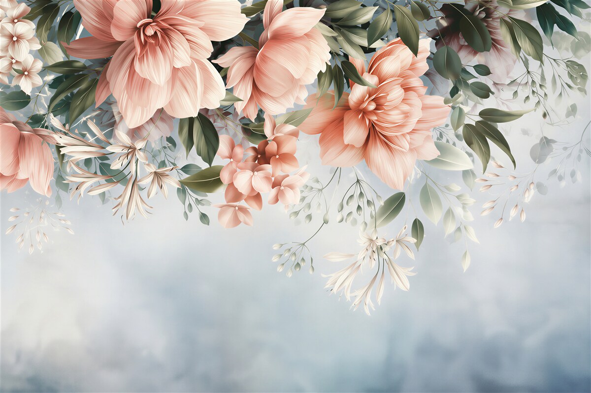 Fototapeten Hängende rosa Blumen