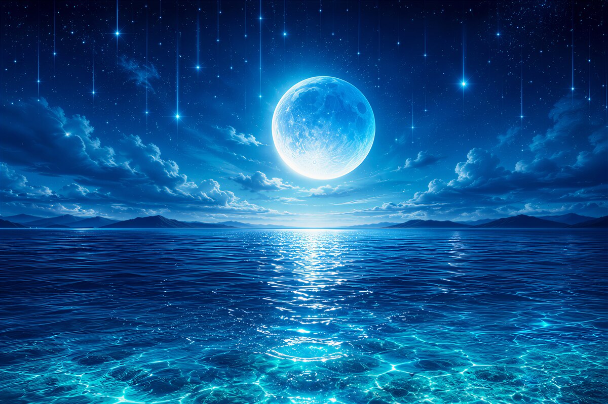 Fototapeten Vollmond und Sterne