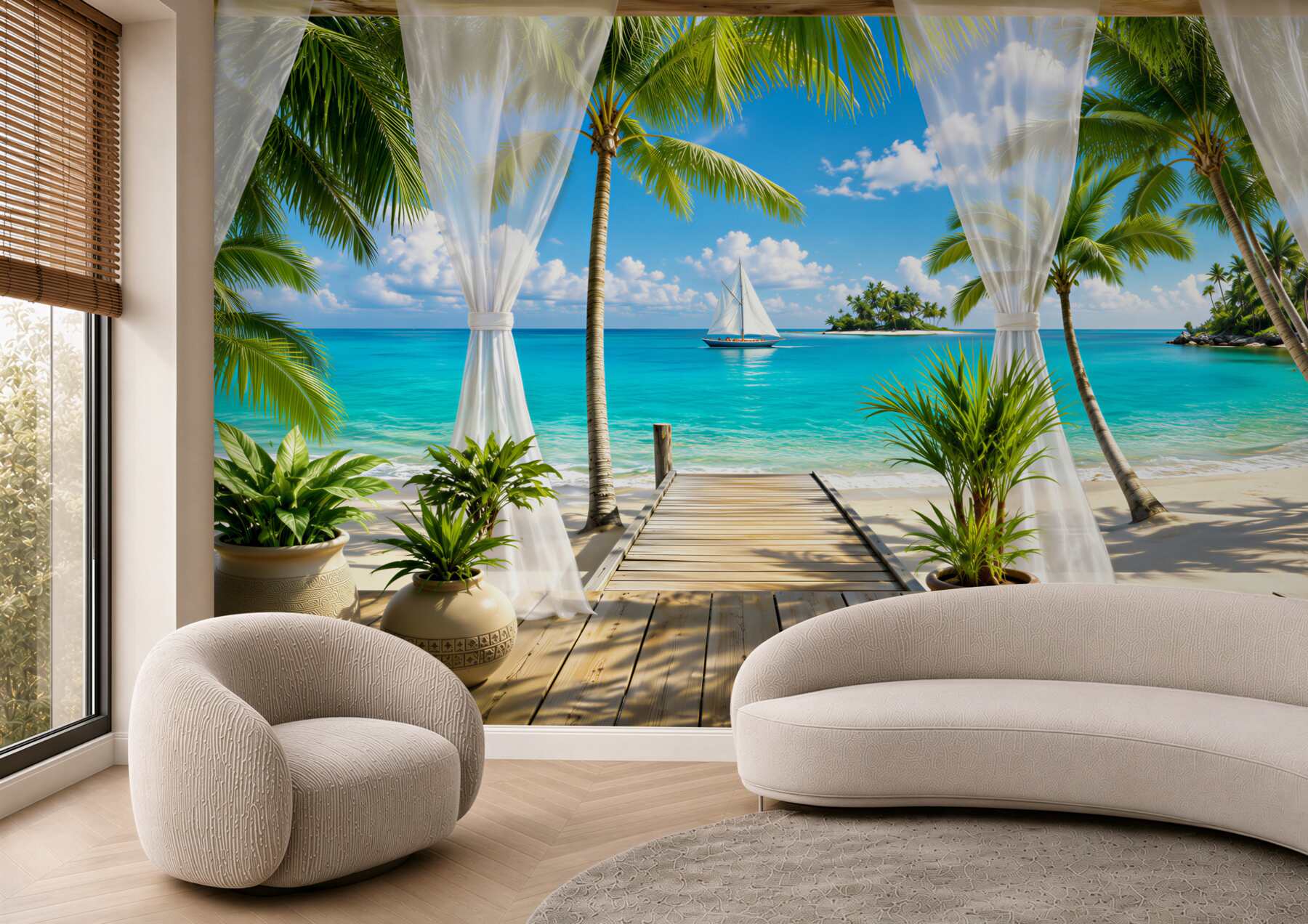 Fototapeten Terrasse am Meer