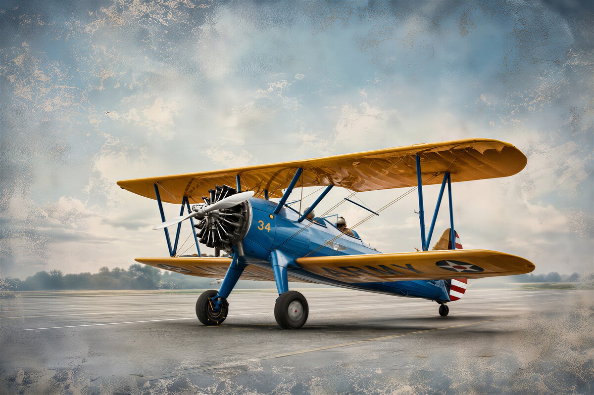 Fototapeten Flugzeug, Flugzeug und Doppeldecker