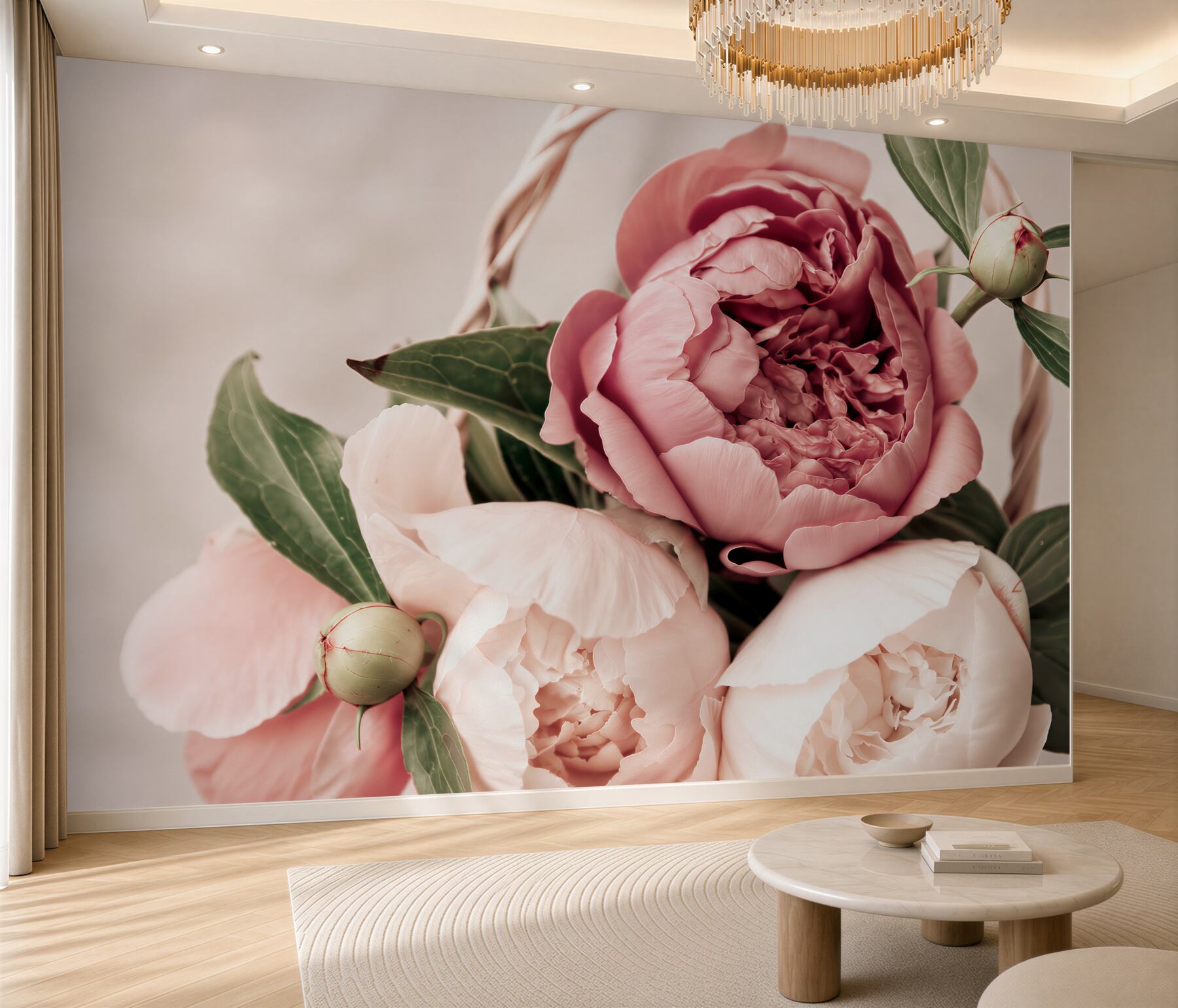 Fototapeten zarte Rose in Form einer Pfingstrose