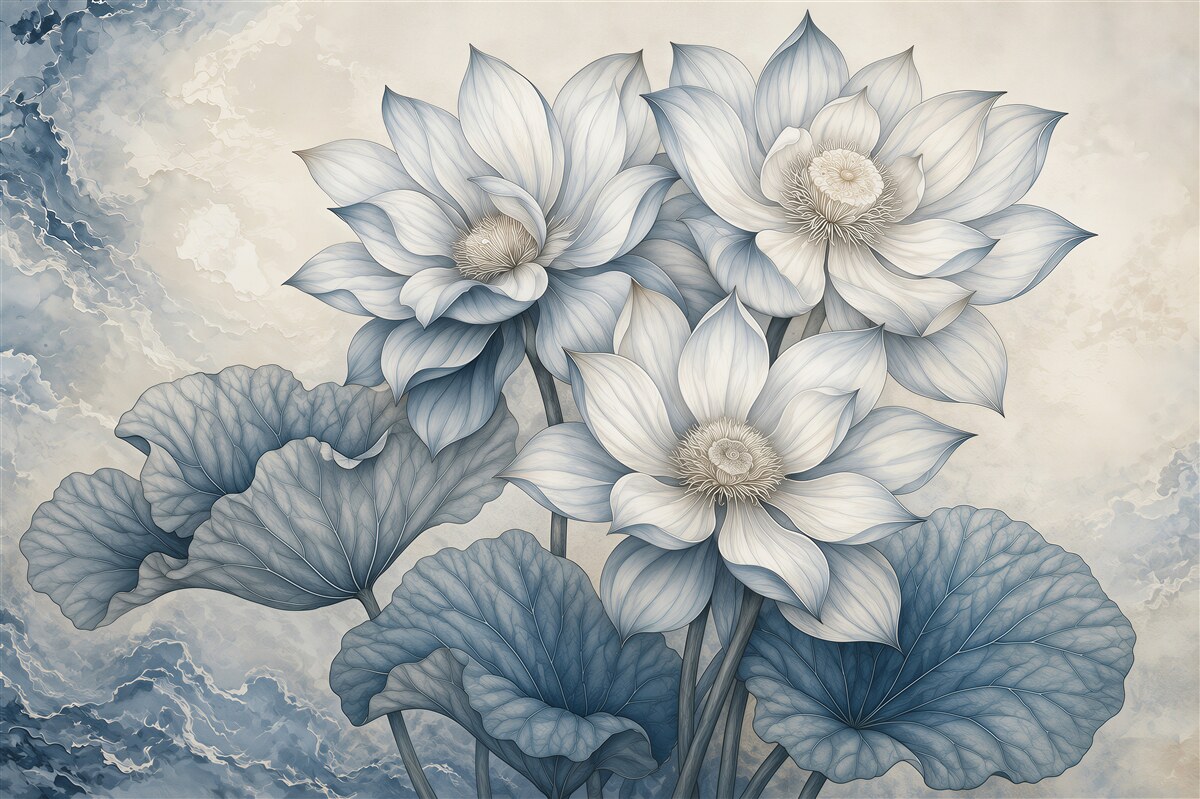 Fototapeten blaue chimärische Blumen