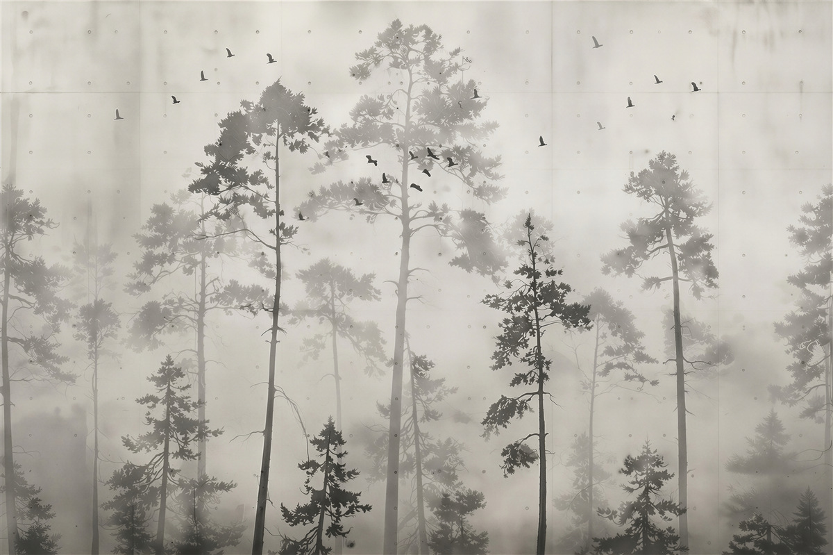 Fototapeten Schwarz-Weiß-Wald