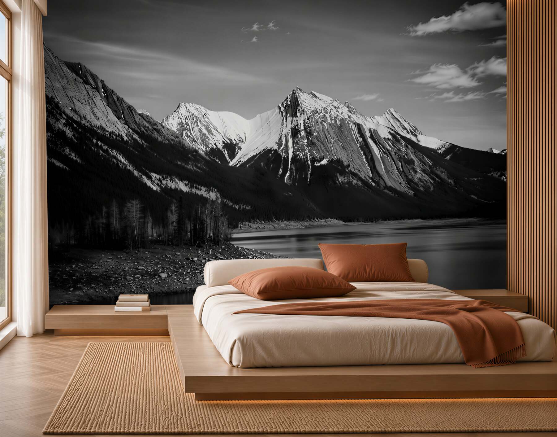 Fototapeten schwarz-weiße Berge