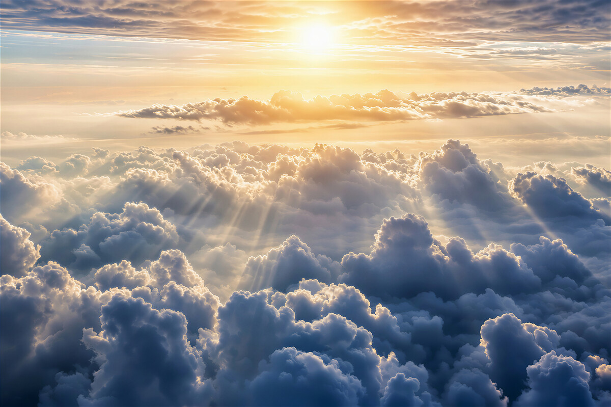 Fototapeten Sonne über unhandlichen Wolken