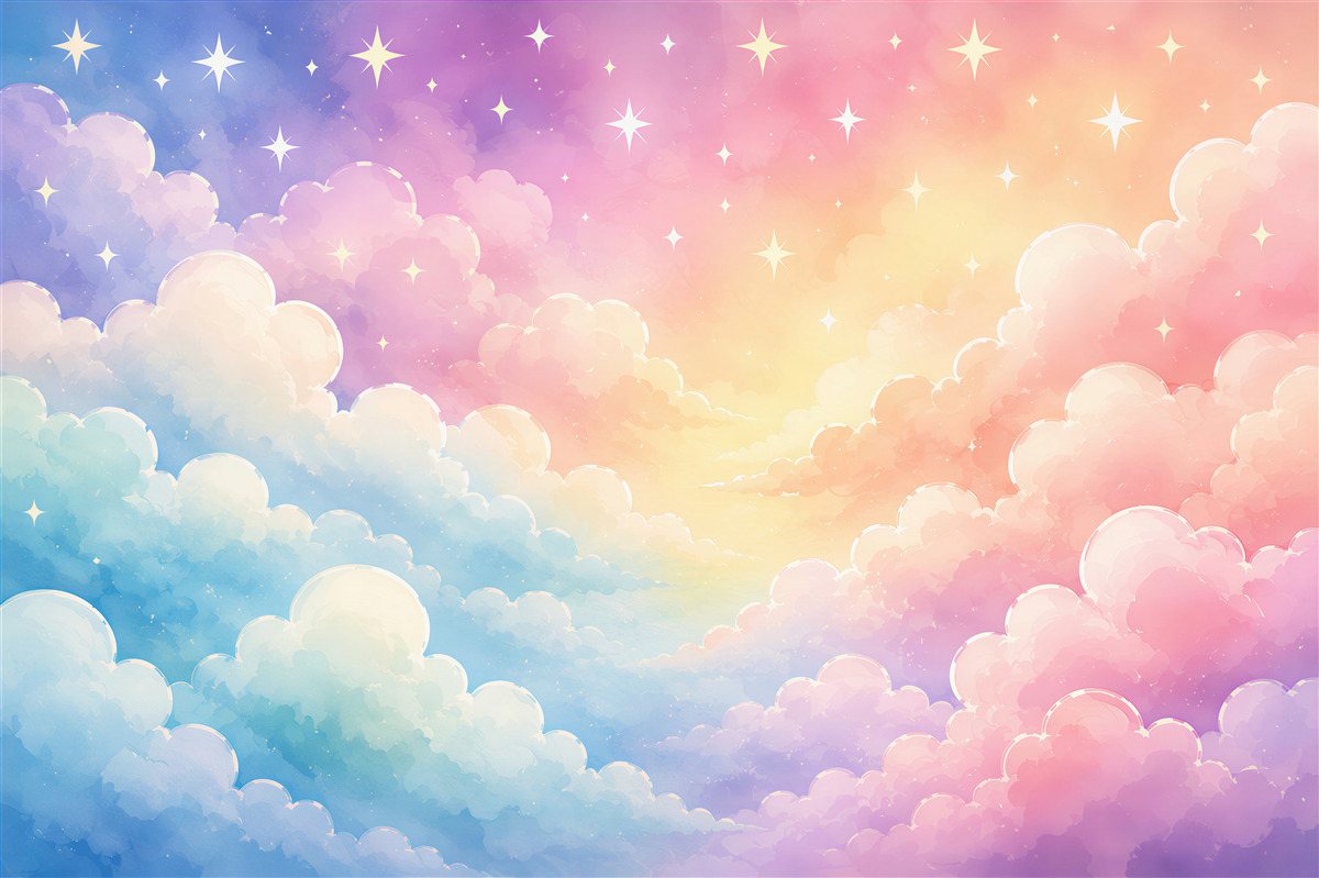 Fototapeten mehrfarbige Wolken am hellen Himmel