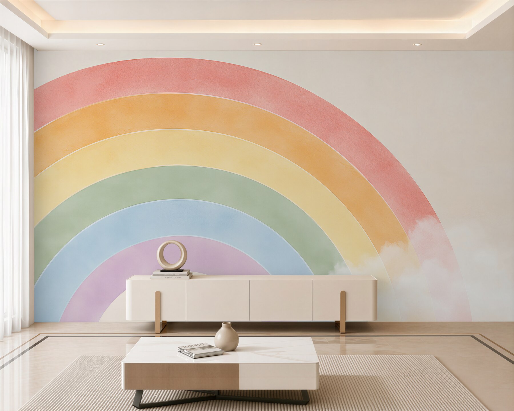 Fototapeten Schöner Regenbogen in den Wolken