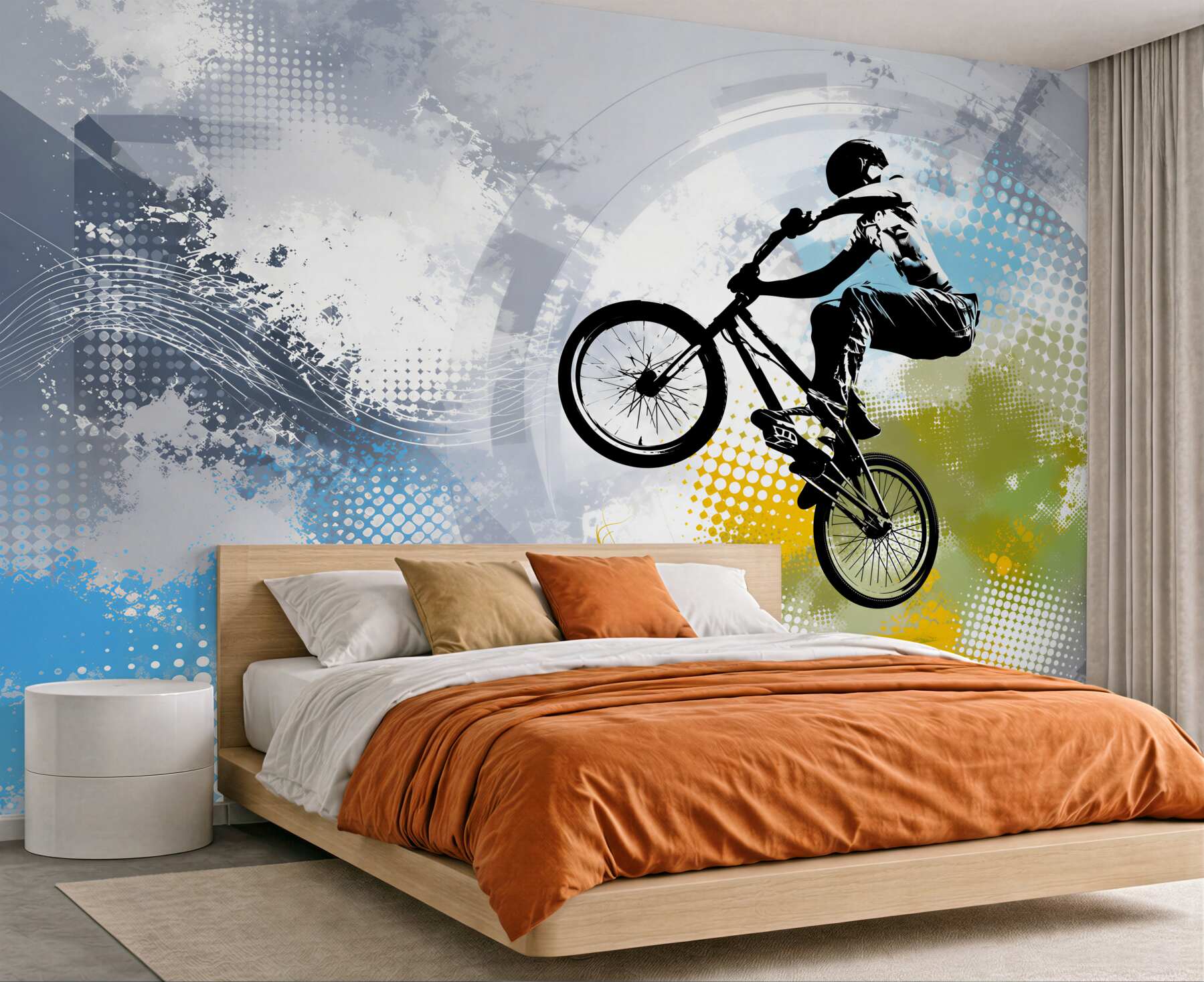 Fototapeten Graffiti von Motorradfahrer
