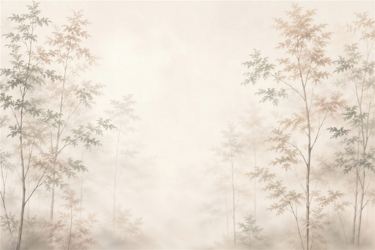 Fototapeten Zarte Bäume im Nebel