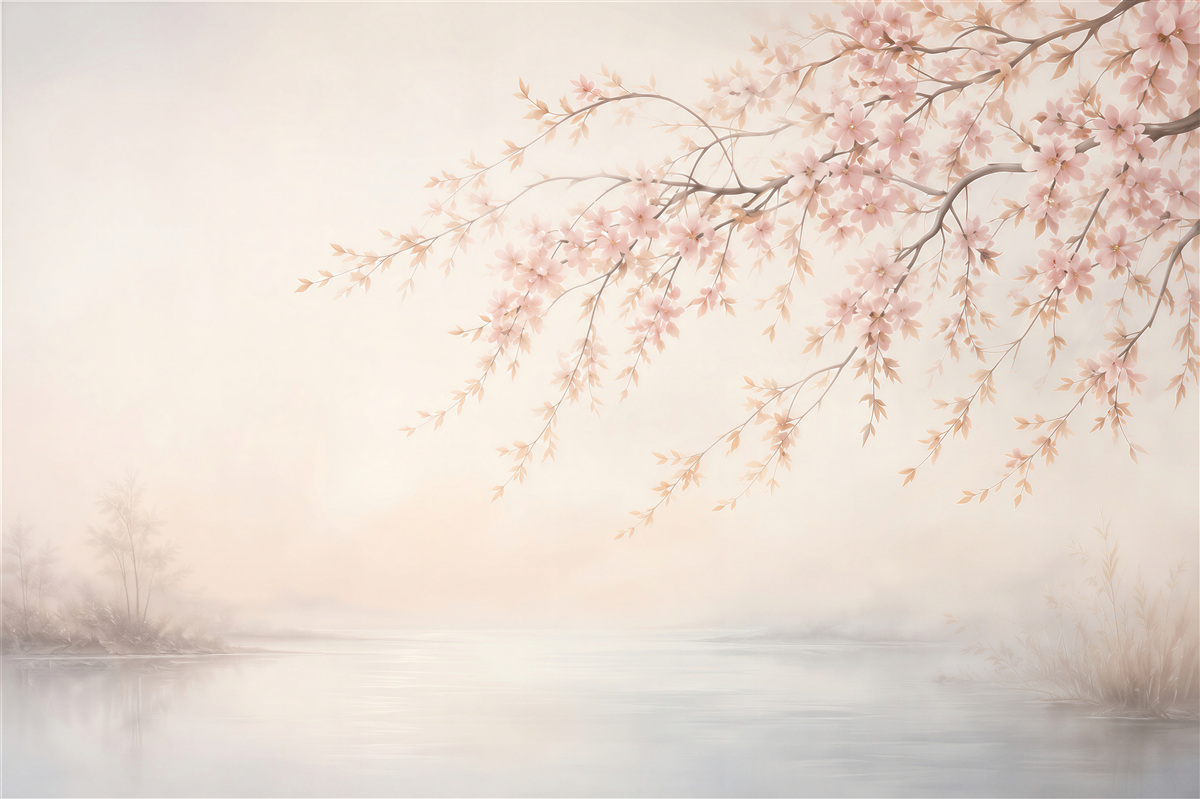 Fototapeten Romantische Sakura-Blumen