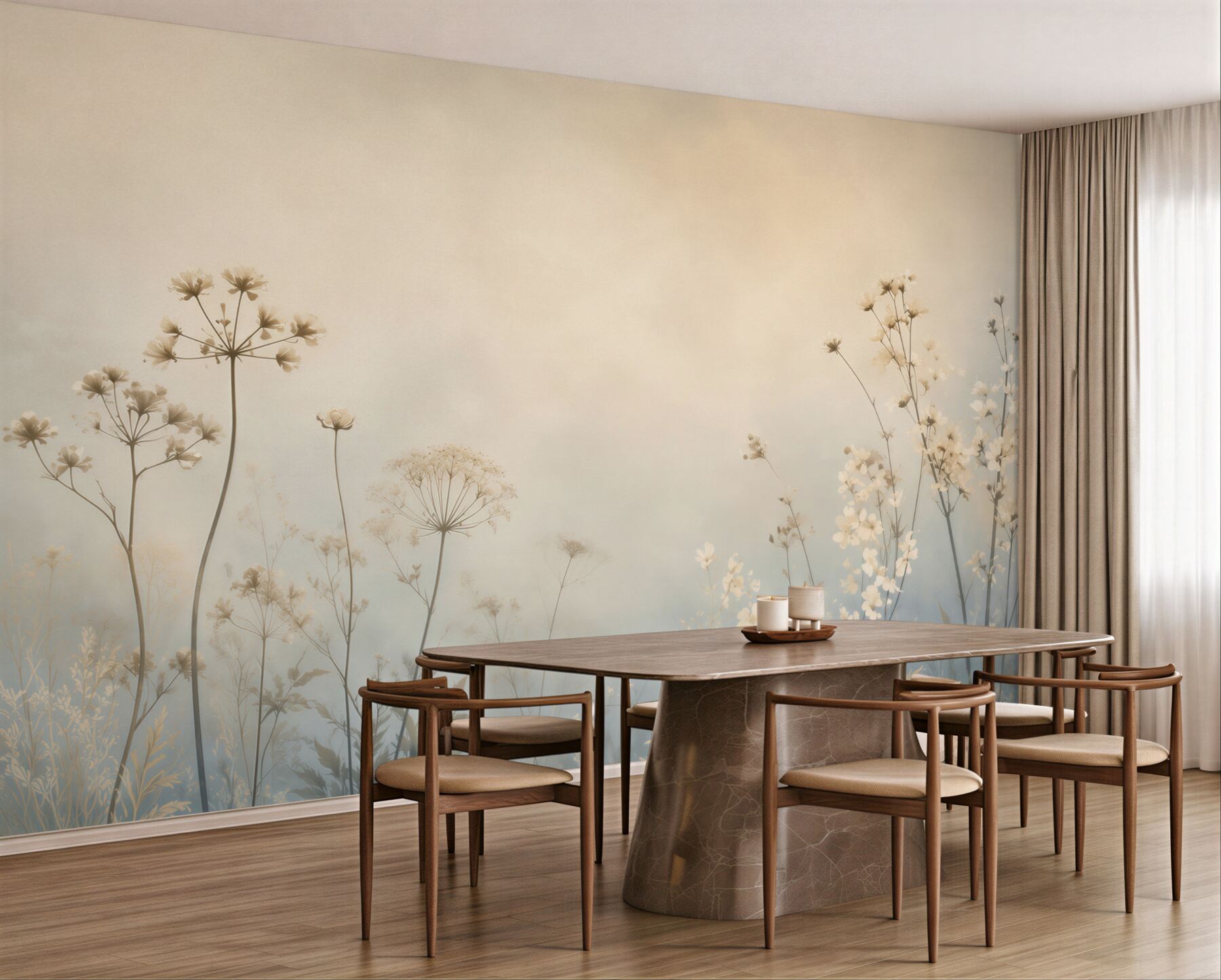 Fototapeten Romantische Gänseblümchen an der Wand