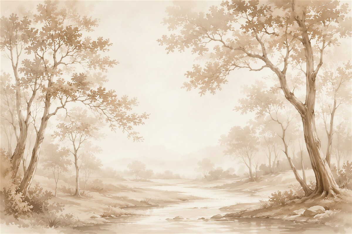 Fototapeten Pastell Landschaft der Ruhe