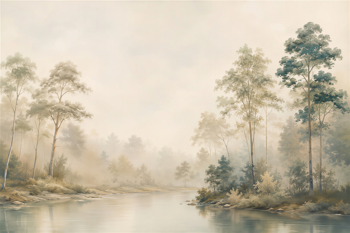 Fototapeten Mystischer Wald im Nebel