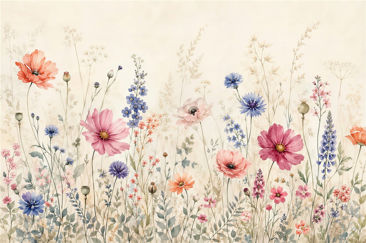Fototapeten Wiese mit Blumen