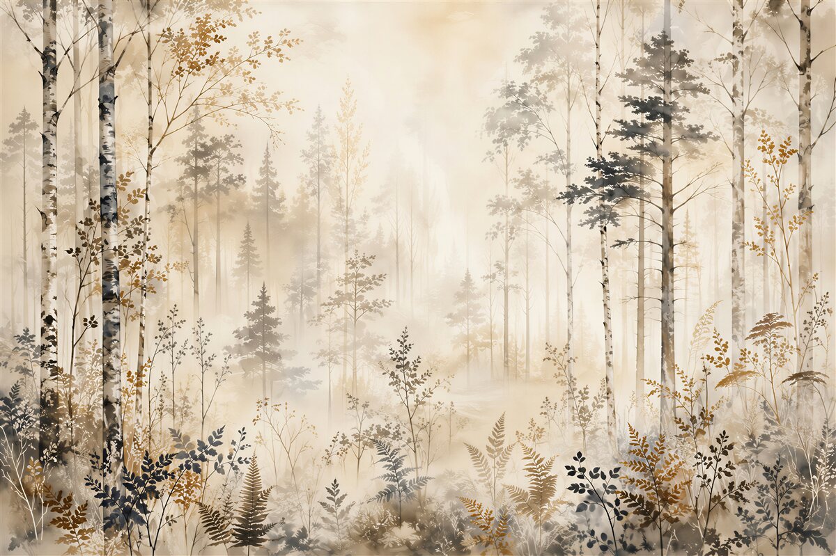 Fototapeten Eleganter Waldnebel