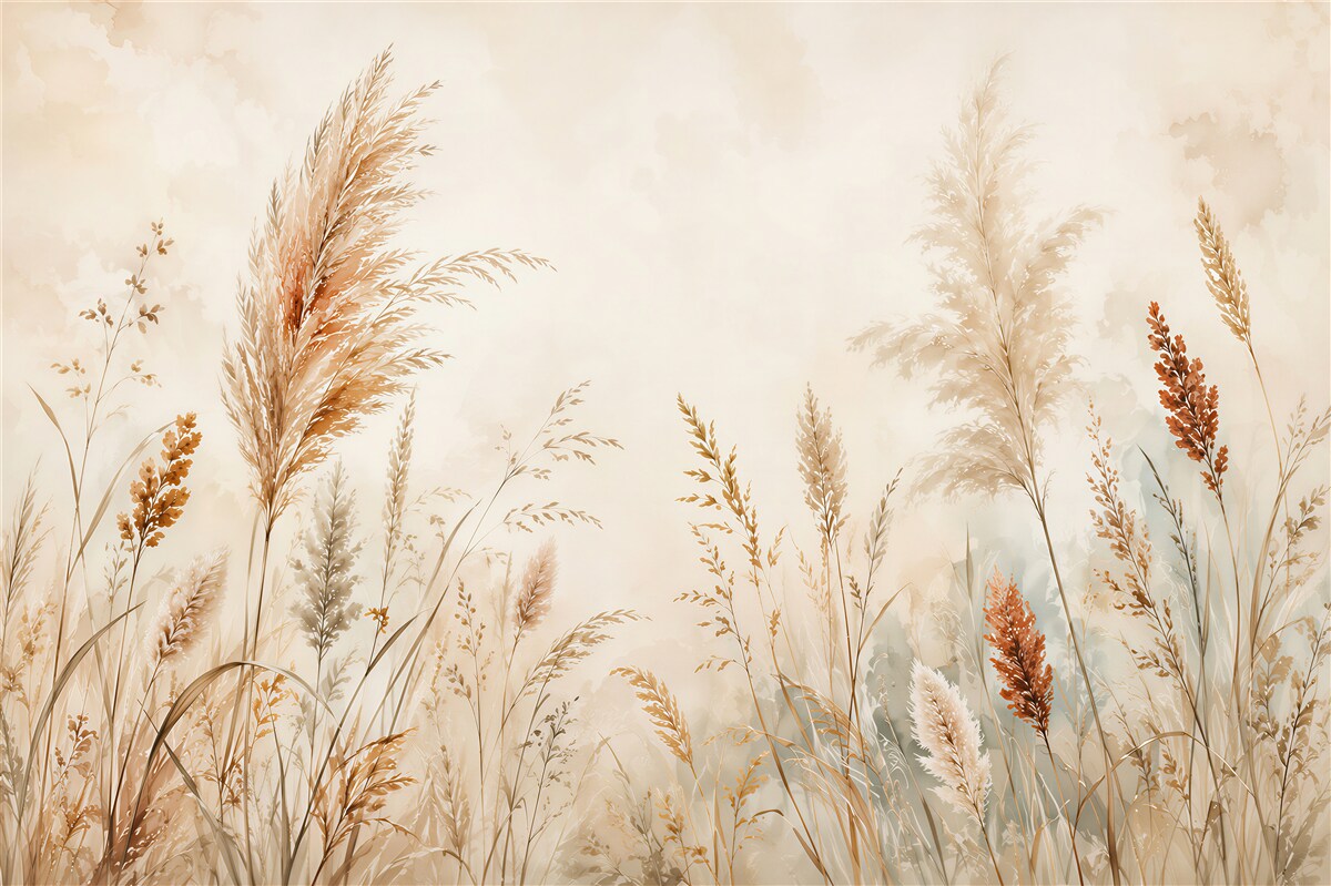 Fototapeten Romantische Wiese in Beige