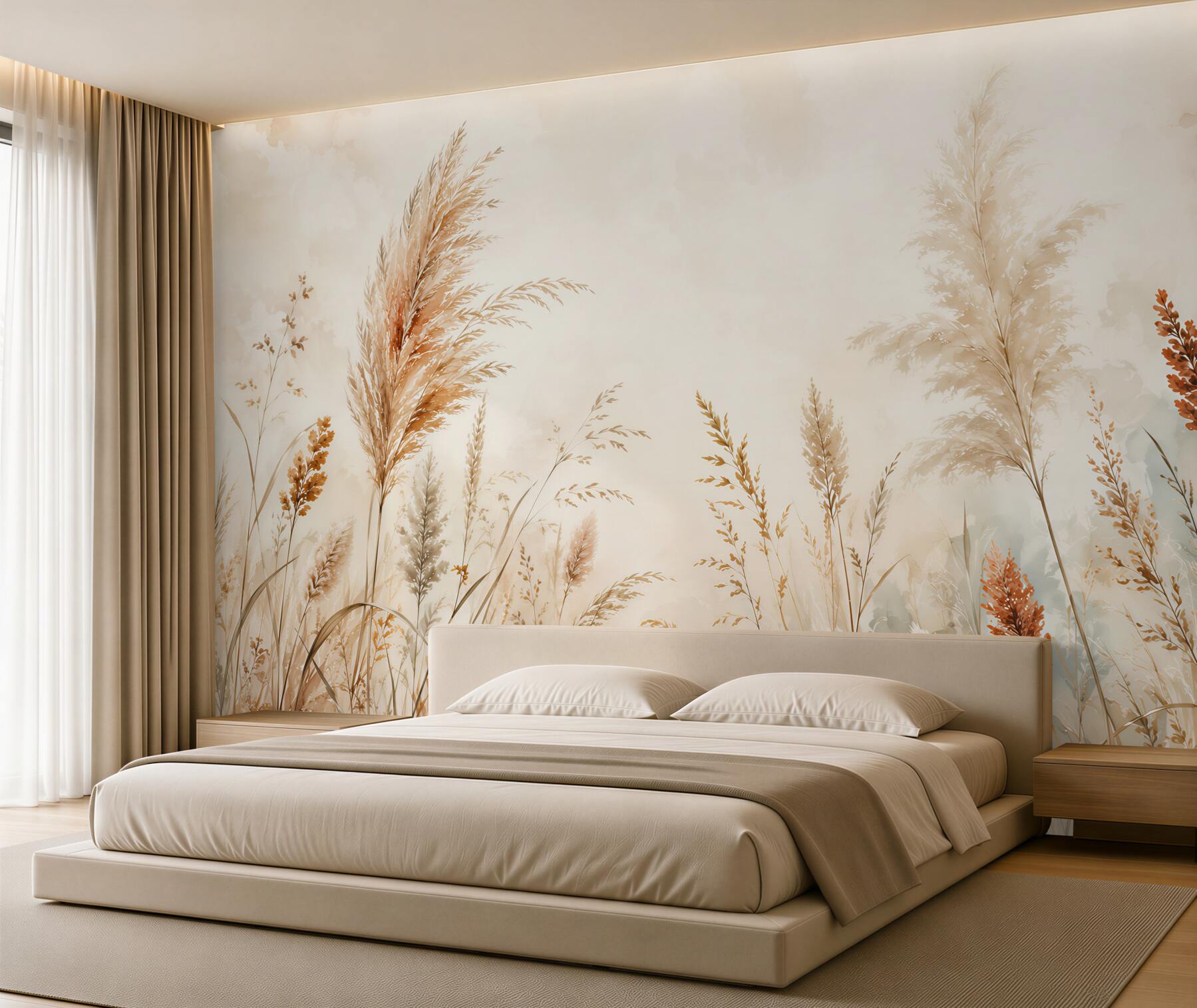 Fototapeten Romantische Wiese in Beige