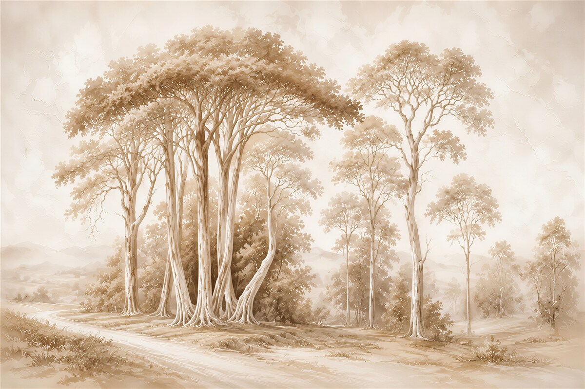 Fototapeten Künstlerische Waldlandschaft
