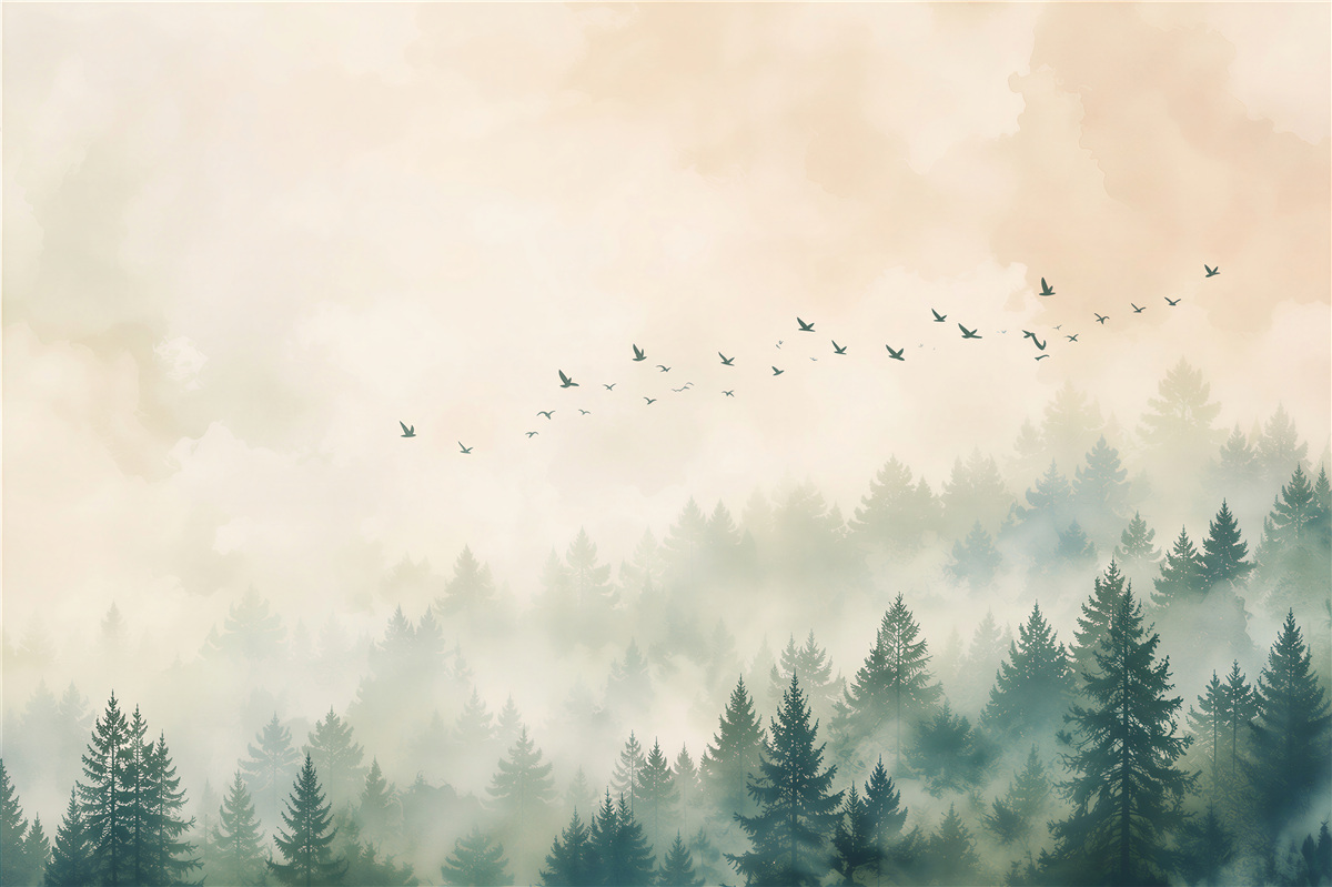Fototapeten Magischer Wald im Nebel