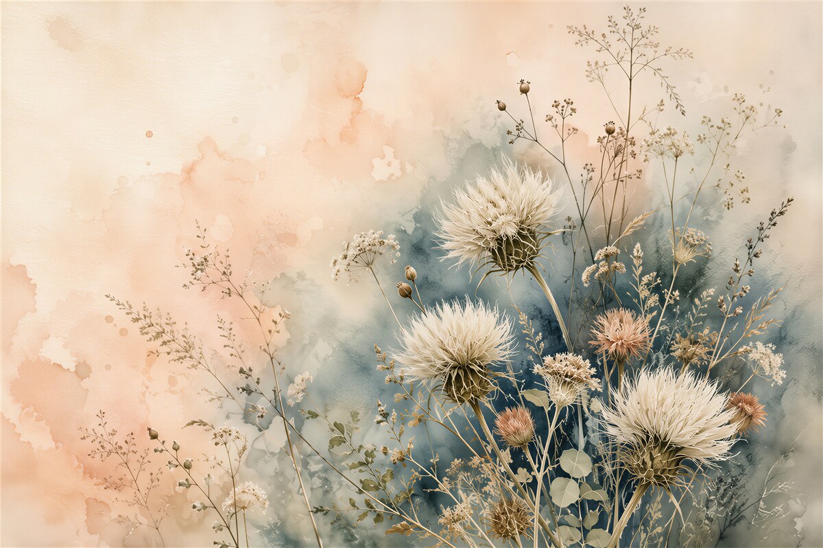 Fototapeten Zarte Aquarell-Margeriten