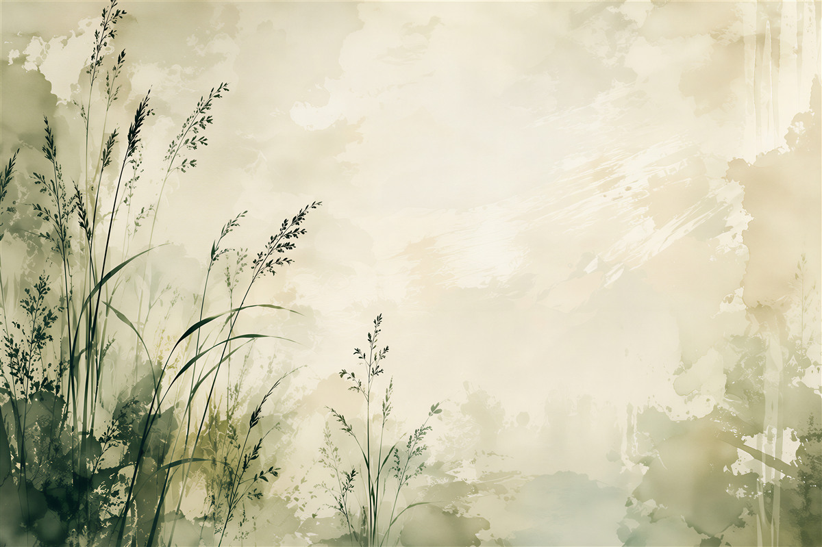Fototapeten Natürliche Eleganz des Grases Aquarell