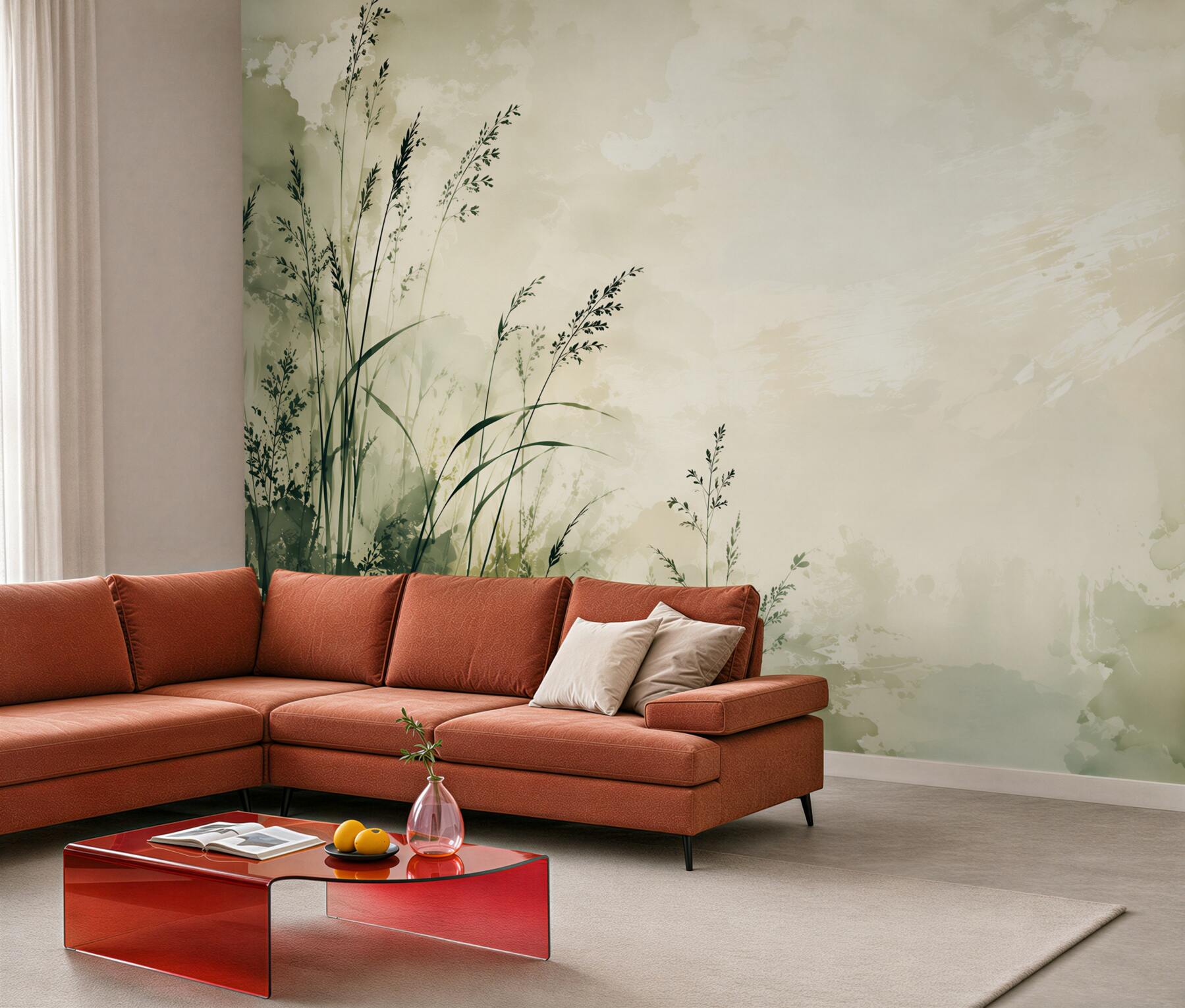 Fototapeten Natürliche Eleganz des Grases Aquarell