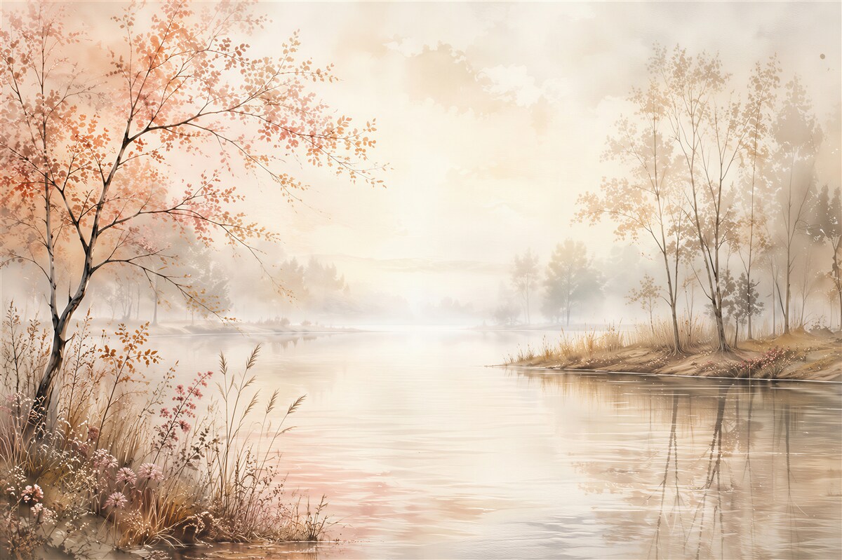 Fototapeten Herbstlandschaft am See